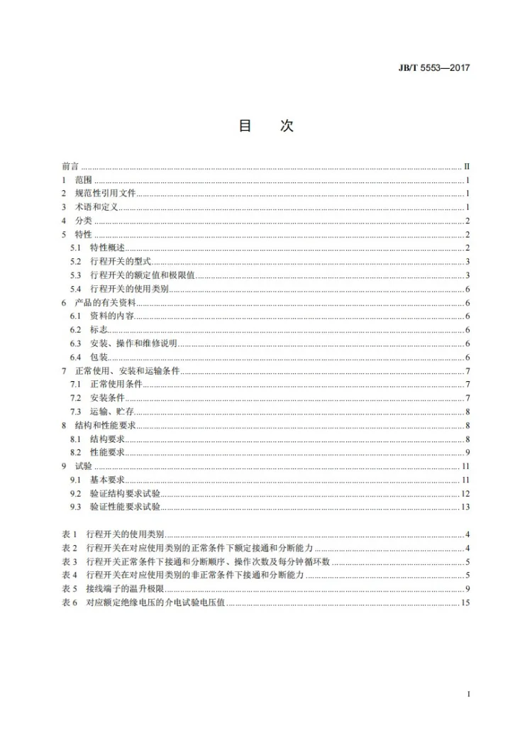 JB/T 5553-2017 行程开关第2页预览图