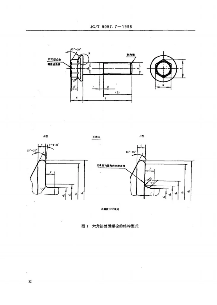 JG/T 5057.7-1995 建筑机械与设备 高强度六角法兰面螺栓第2页预览图