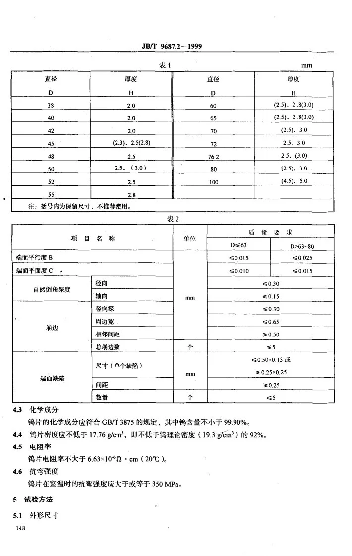 JB/T 9687.2-1999 电力半导体器件用钨圆片第3页预览图