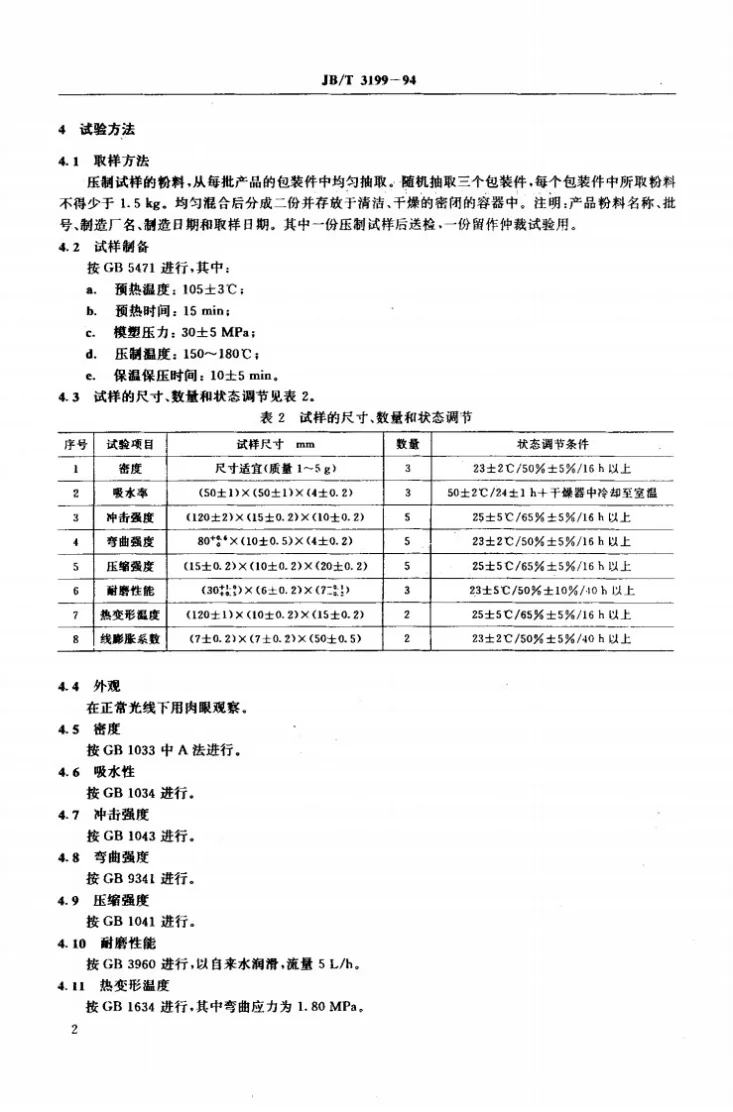 JB/T 3199-1994 热固性塑料水润滑耐磨材料第3页预览图