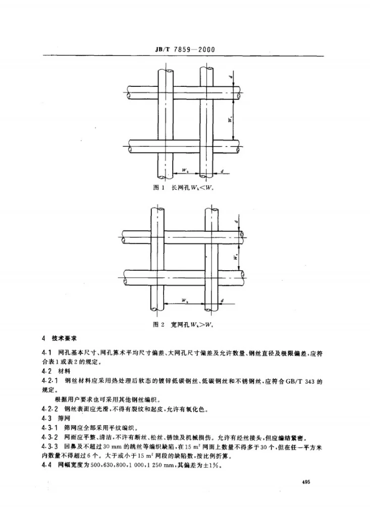JB/T 7859-2000 稻谷加工工业用钢丝编织长孔筛网第3页预览图