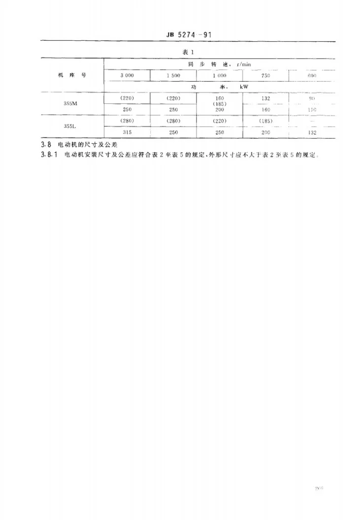 JB 5274-1991 Y系列(IP44)三相异步电动机技术条件(机座号355)第2页预览图