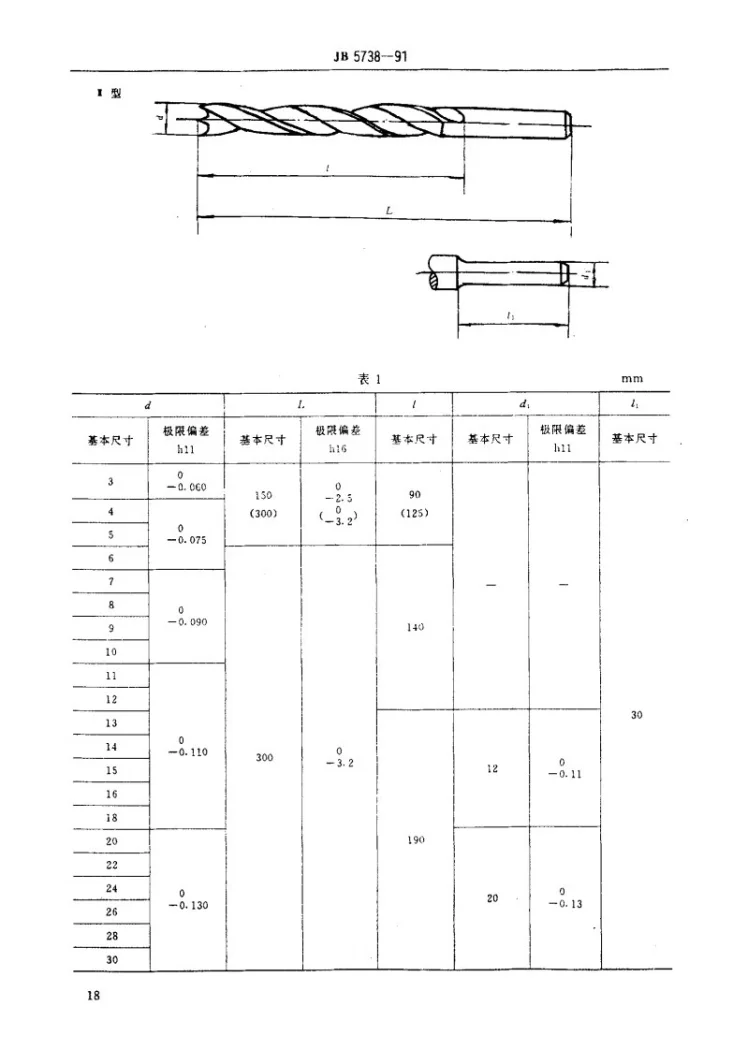 JB 5738-1991 木工机用长麻花钻第2页预览图