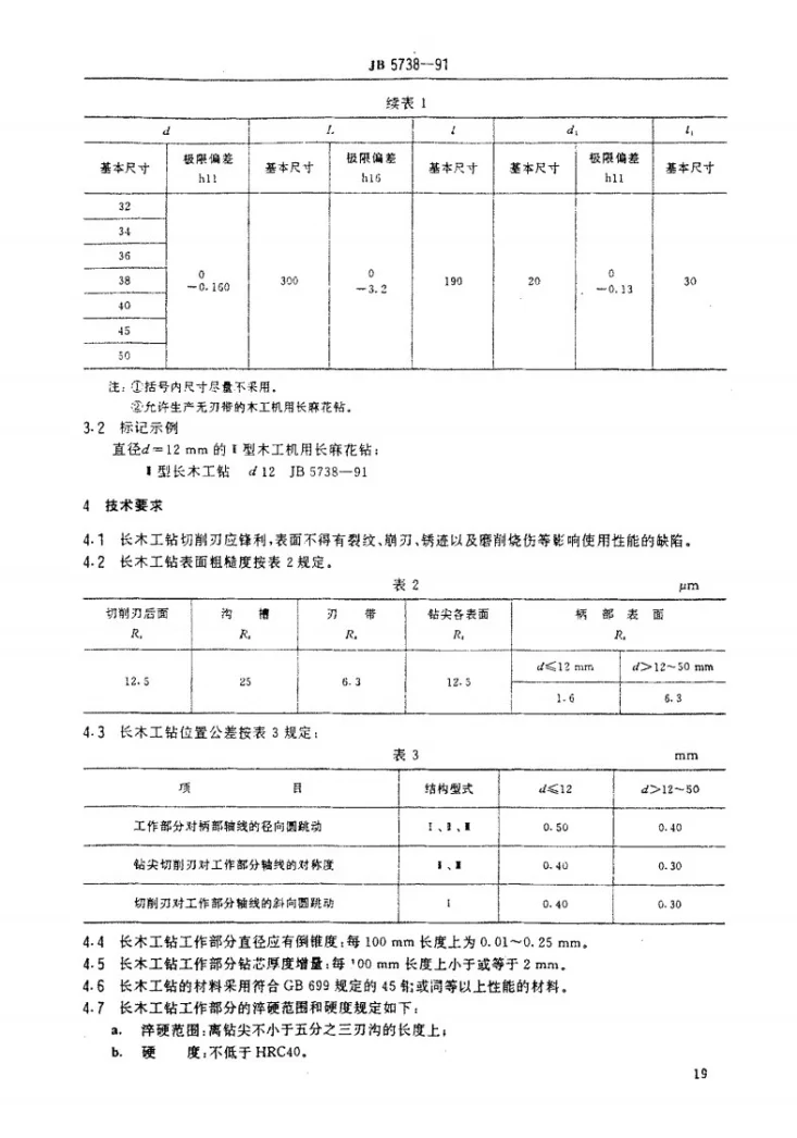 JB 5738-1991 木工机用长麻花钻第3页预览图