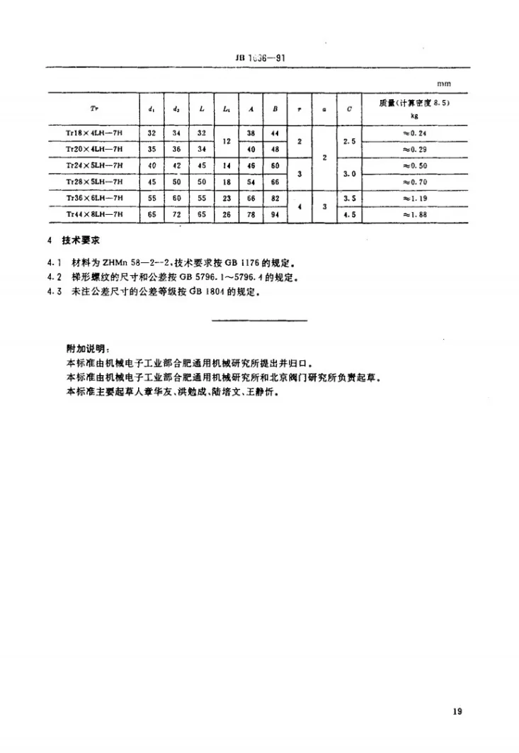 JB 1696-1991 阀杆螺母(三)第2页预览图