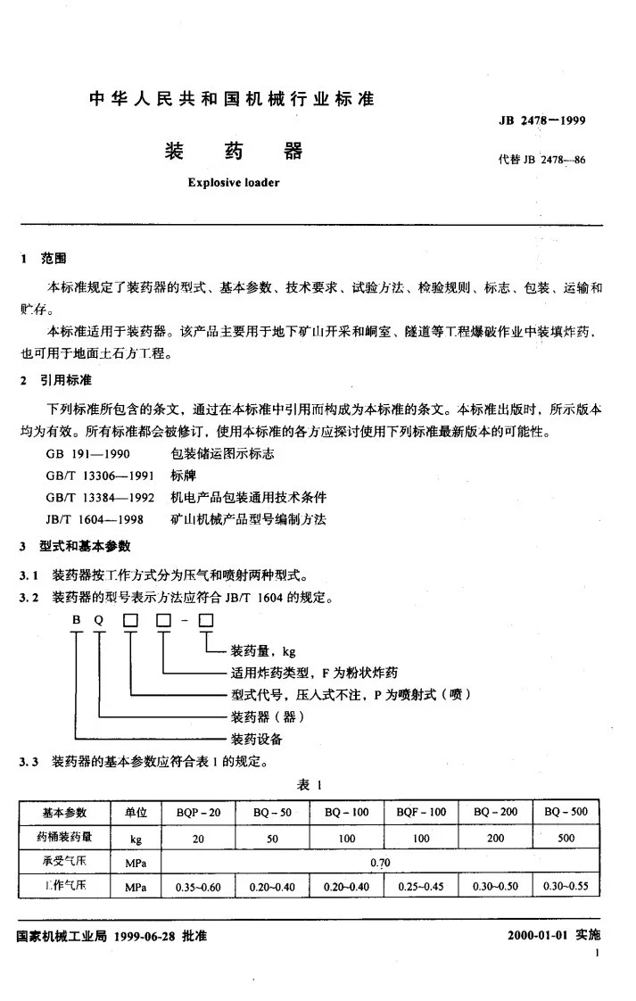JB 2478-1999 装药器第3页预览图