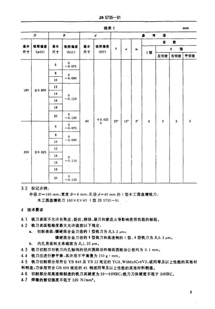 JB 5735-1991 木工圆盘槽铣刀第3页预览图