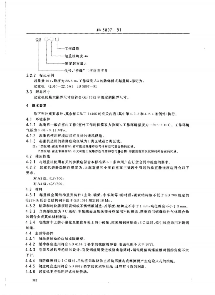 JB 5897-1991 防爆桥式起重机第3页预览图
