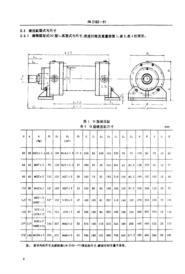 JB 2162-1991 冶金设备用液压缸型式与尺寸第3页预览图