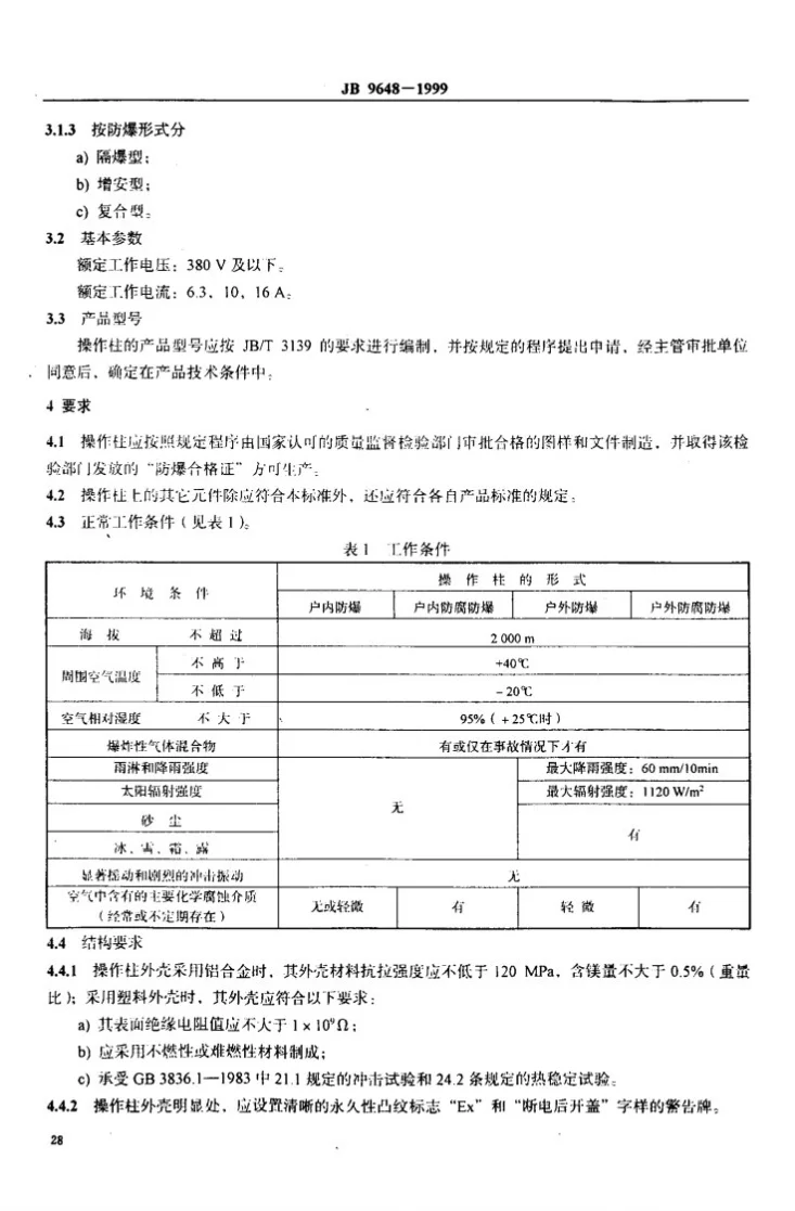 JB 9648-1999 防爆操作柱第3页预览图