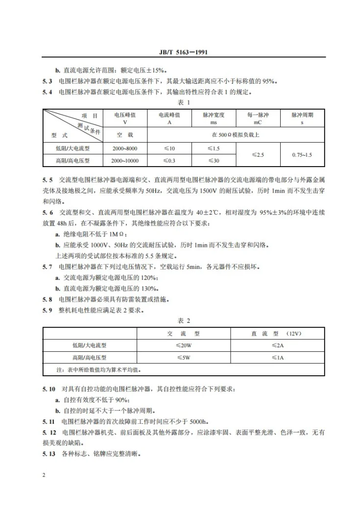 JB 5163-1991 电围栏脉冲器技术条件第3页预览图