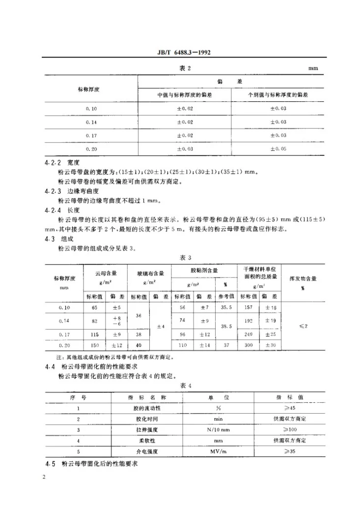 JB 6488.3-1992 云母带 环氧玻璃粉云母带第3页预览图