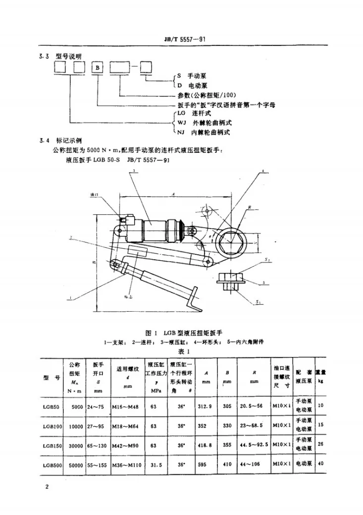 JB 5557-1991 液压转矩扳手第3页预览图