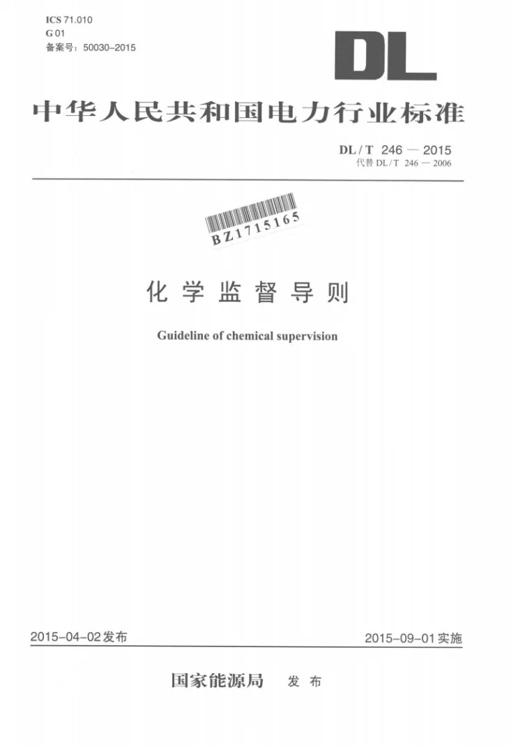 DL/T 246-2015 化学监督导则第1页预览图