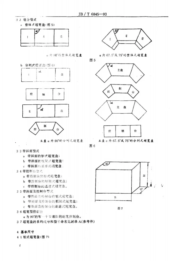 JB/T 6845-1993 超宽型工业自动化仪表盘和控制台第3页预览图