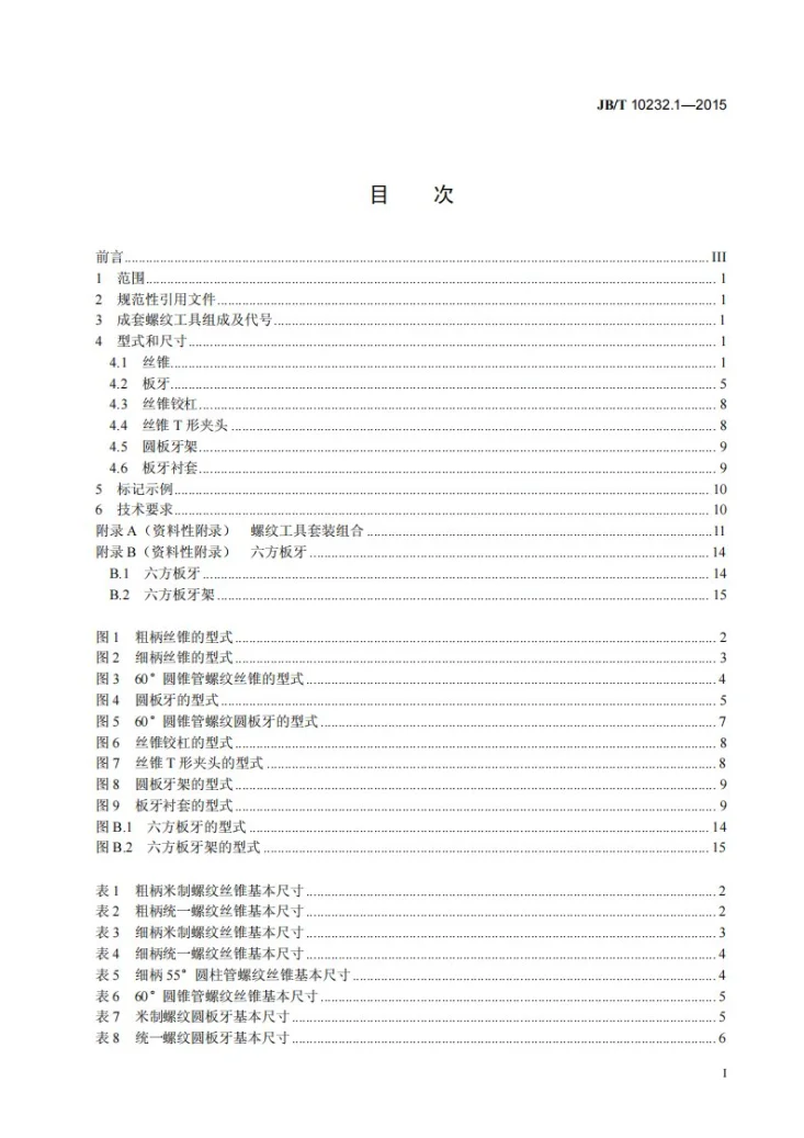 JB/T 10232.1-2015 成套螺纹工具 第1部分：型式和尺寸第2页预览图