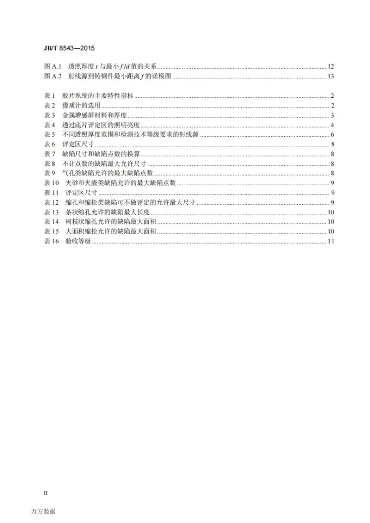 JB/T 8543-2015 泵产品零件无损检测 泵受压铸钢件射线检测第3页预览图