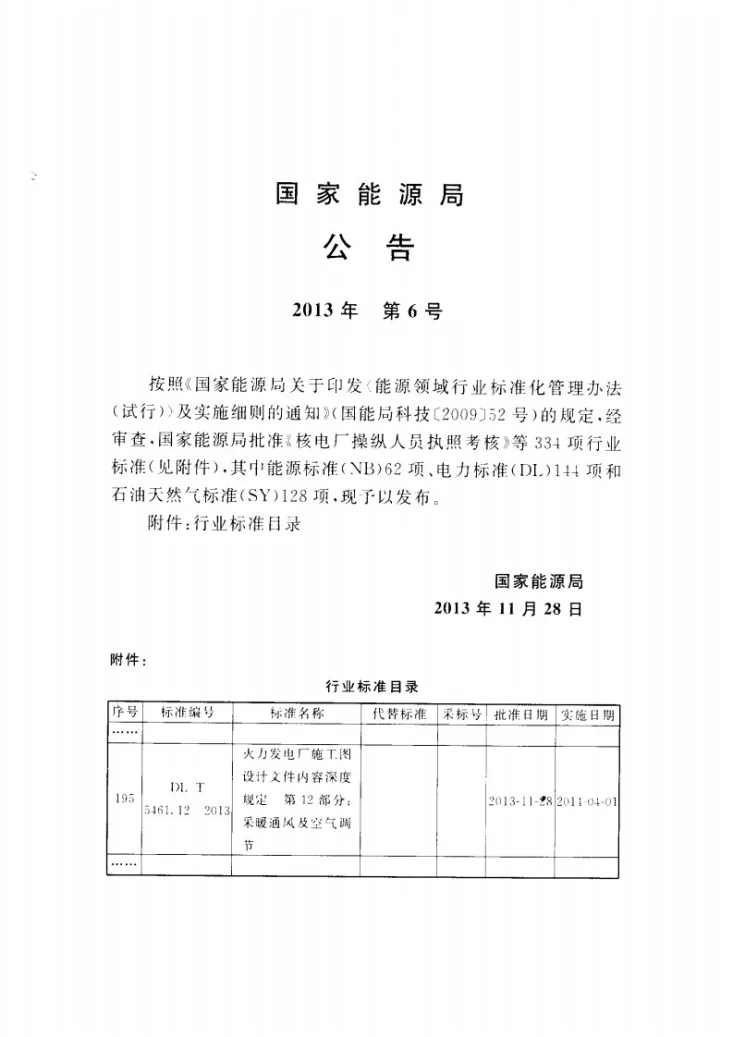 DL/T 5461.12-2013 火力发电厂施工图设计文件内容深度规定 第12部分: 采暖通风及空气调节第3页预览图