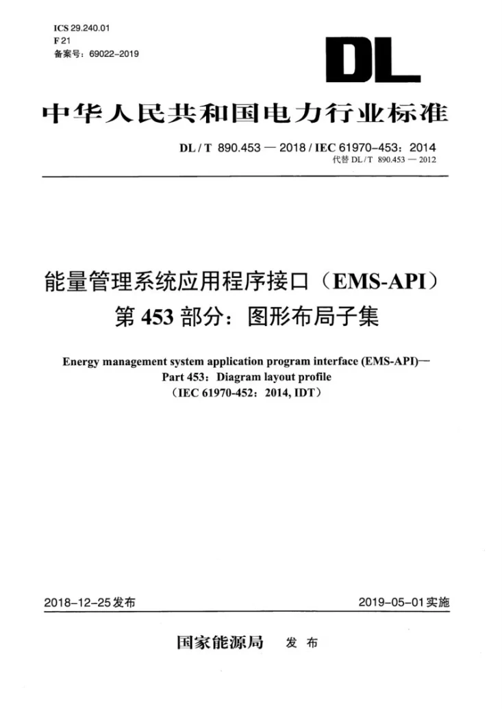 DL/T 890.453-2018 能量管理系统应用程序接口（EMS-API） 第453部分：图形布局子集第1页预览图