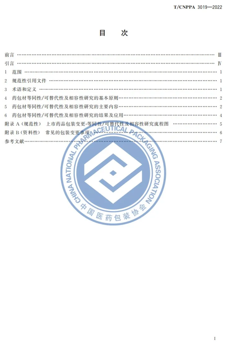 T/CNPPA 3019-2022 上市药品包装变更等同性/可替代性及相容性研究指南第2页预览图