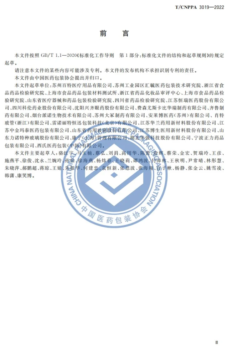 T/CNPPA 3019-2022 上市药品包装变更等同性/可替代性及相容性研究指南第3页预览图