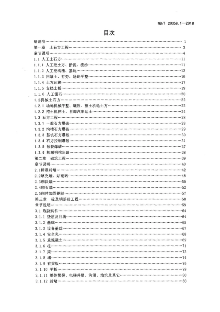 NB/T 20358.1-2018 核电厂建设工程预算定额 第1部分：核岛建筑工程第3页预览图