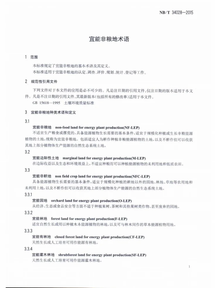 NB/T 34028-2015 宜能非粮地术语标准第3页预览图