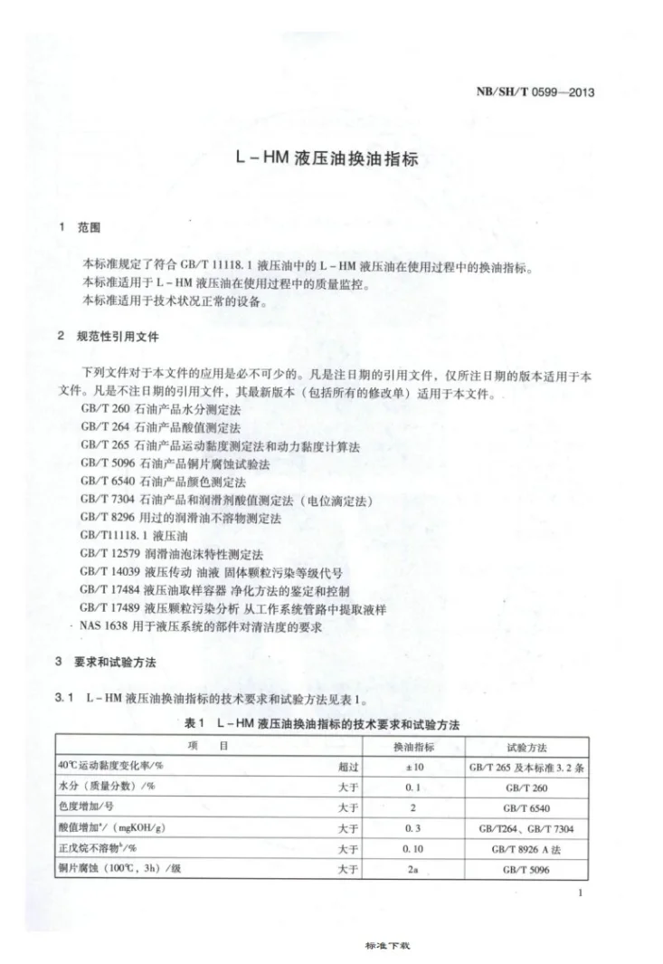 NB/SH/T 0599-2013 L-HM液压油换油指标第3页预览图