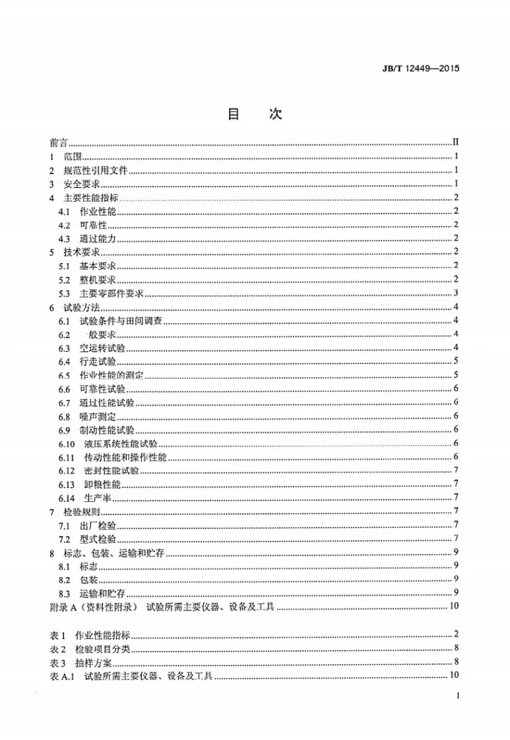 JB/T 12449-2015 油菜籽联合收获机第2页预览图