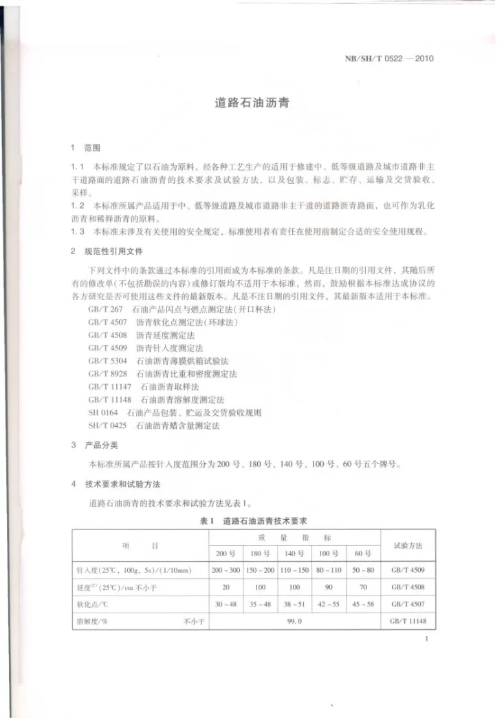 NB/SH/T 0522-2010 道路石油沥青第3页预览图