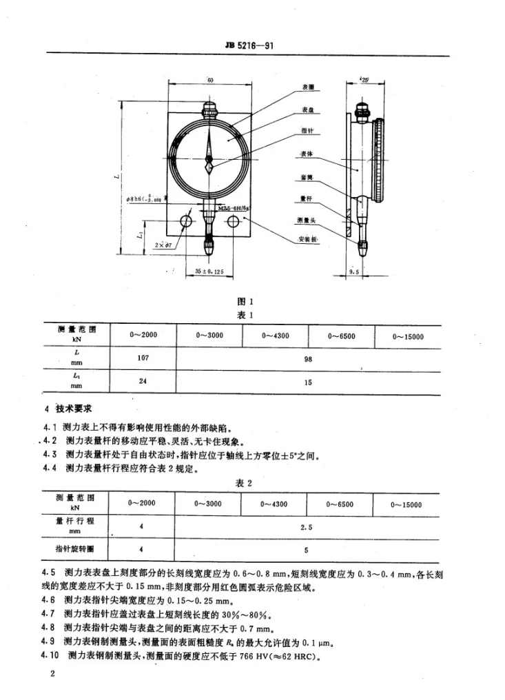 JB 5216-1991 硫化机测力表第3页预览图
