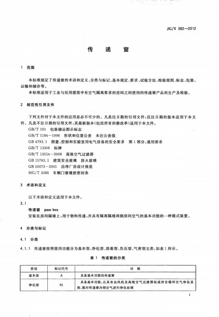 JG/T 382-2012 传递窗第3页预览图