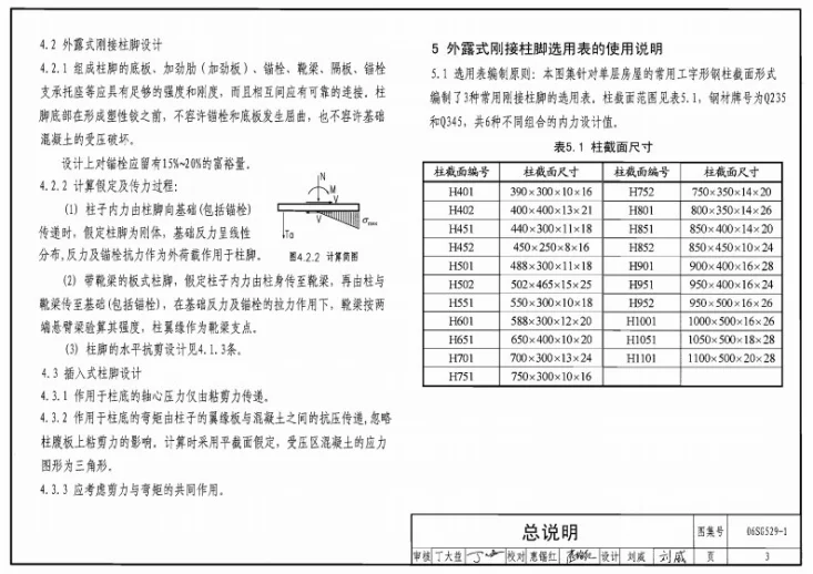 06SG529-1 单层房屋钢结构节点构造详图(工字形截面钢柱柱脚)第3页预览图