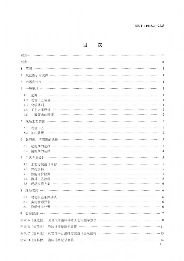 NB/T 11045.3-2023 页岩气 排采工艺技术规范 第3部分:泡沫排水第3页预览图