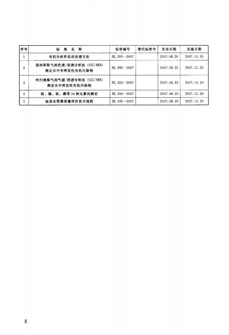 SL 393-2007 吹扫捕集气相色谱/质谱分析法(GC/MS)测定水中挥发性有机污染物第3页预览图